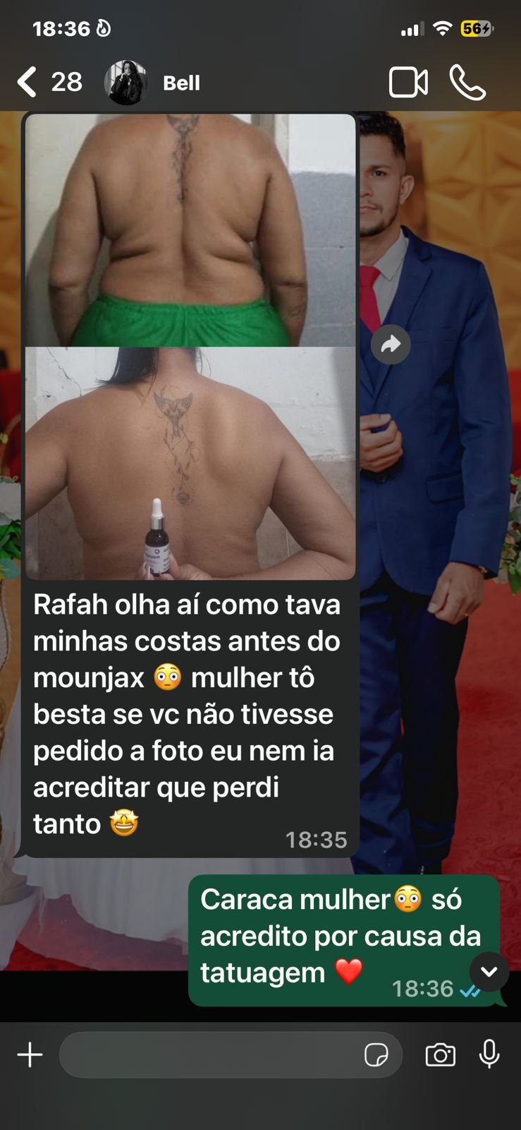 Captura de conversa compartilhada por cliente no WhatsApp, mensagem 1